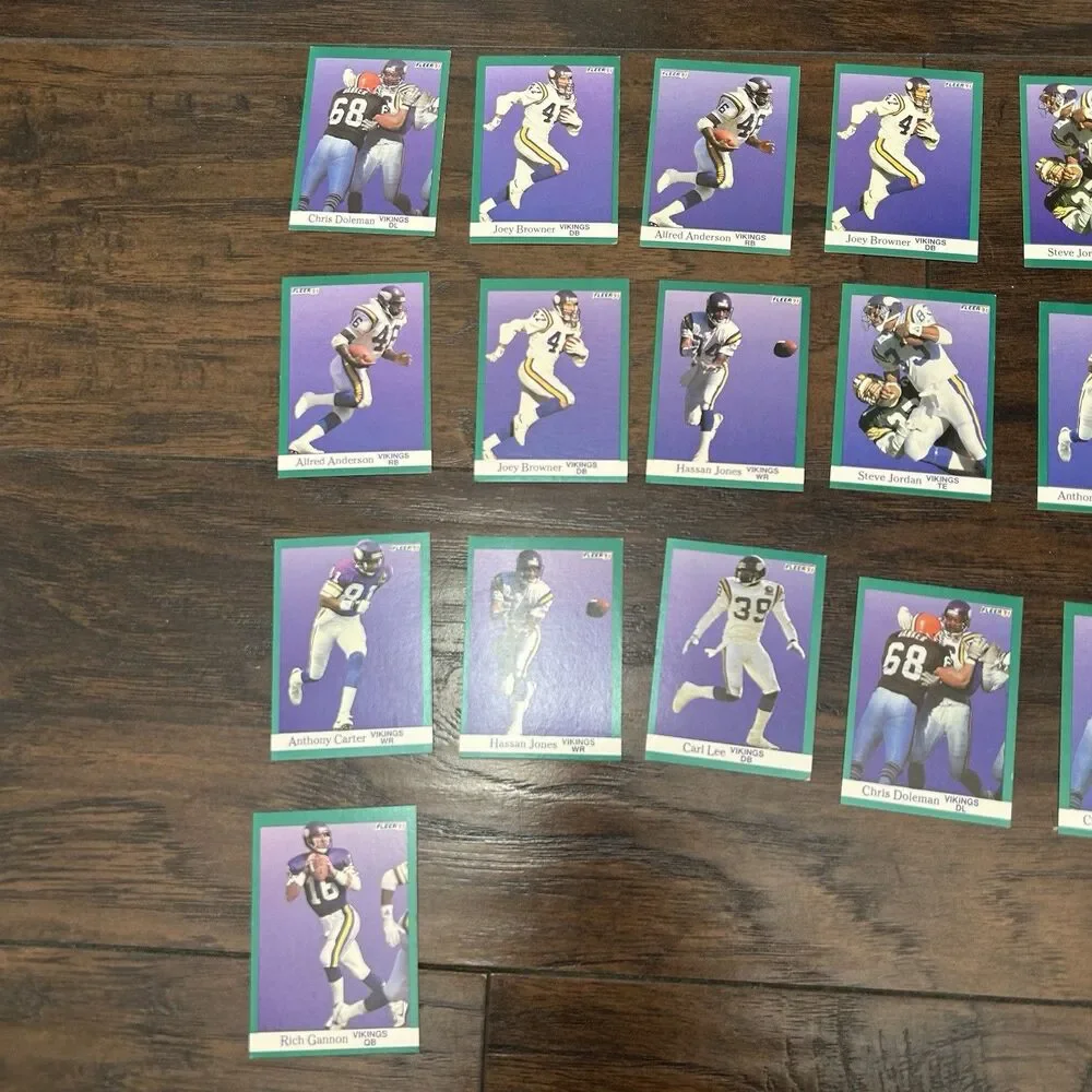 1991 Minnesota Vikings Football Card Lot Of  19 Trading Cards